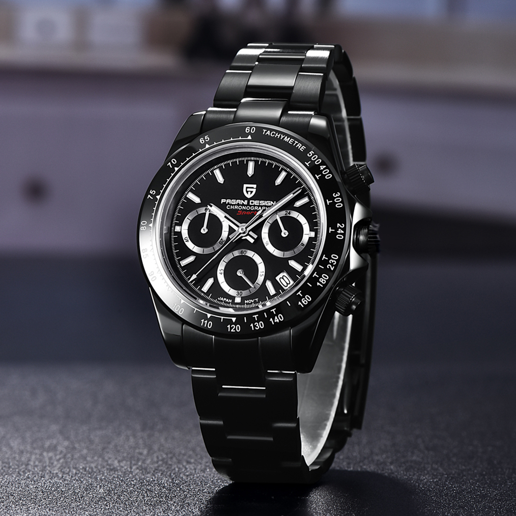 Pagani Design PD-1644 – Montre Chronographe Homme – Verre Saphir, Lunette Céramique – étanche 100 M – Mouvement VK63