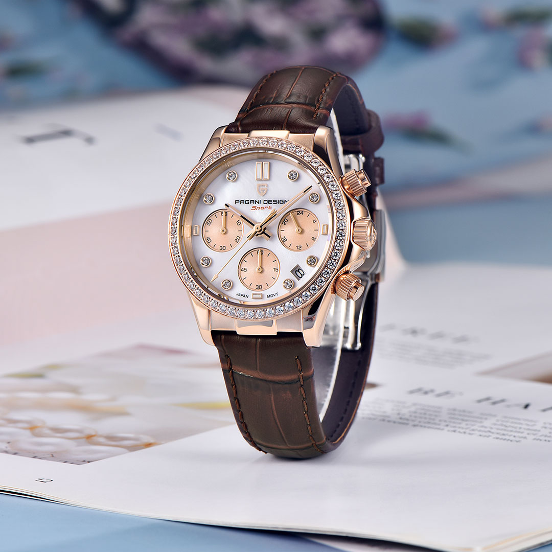 ALLY DENOVO 腕時計 ガイアパール ブラウン×ピンクゴールド ALLY DENOVO/アリーデノヴォ 36mm レディース 腕時計 パール 真珠 日本